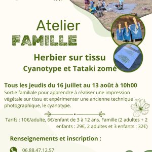 Atelier famille 06/08/26 : Herbier sur tissu, cyanotype et tataki zomé