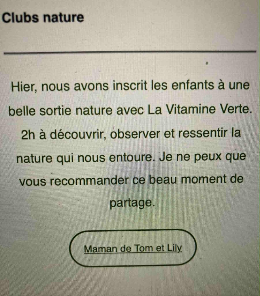 témoignage club nature